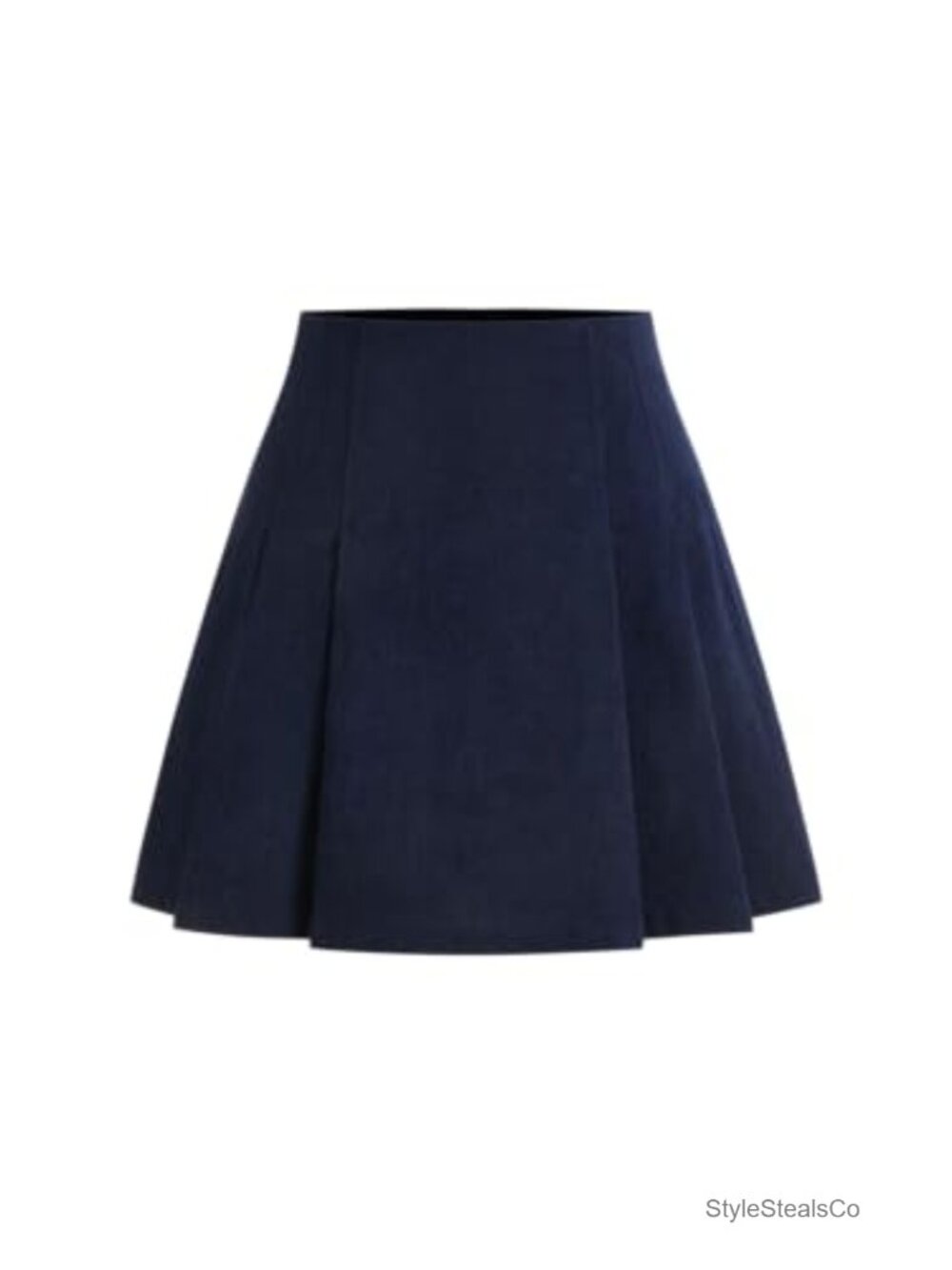 Pleated Corduroy Mini Skirt Polyester Mid Rise
